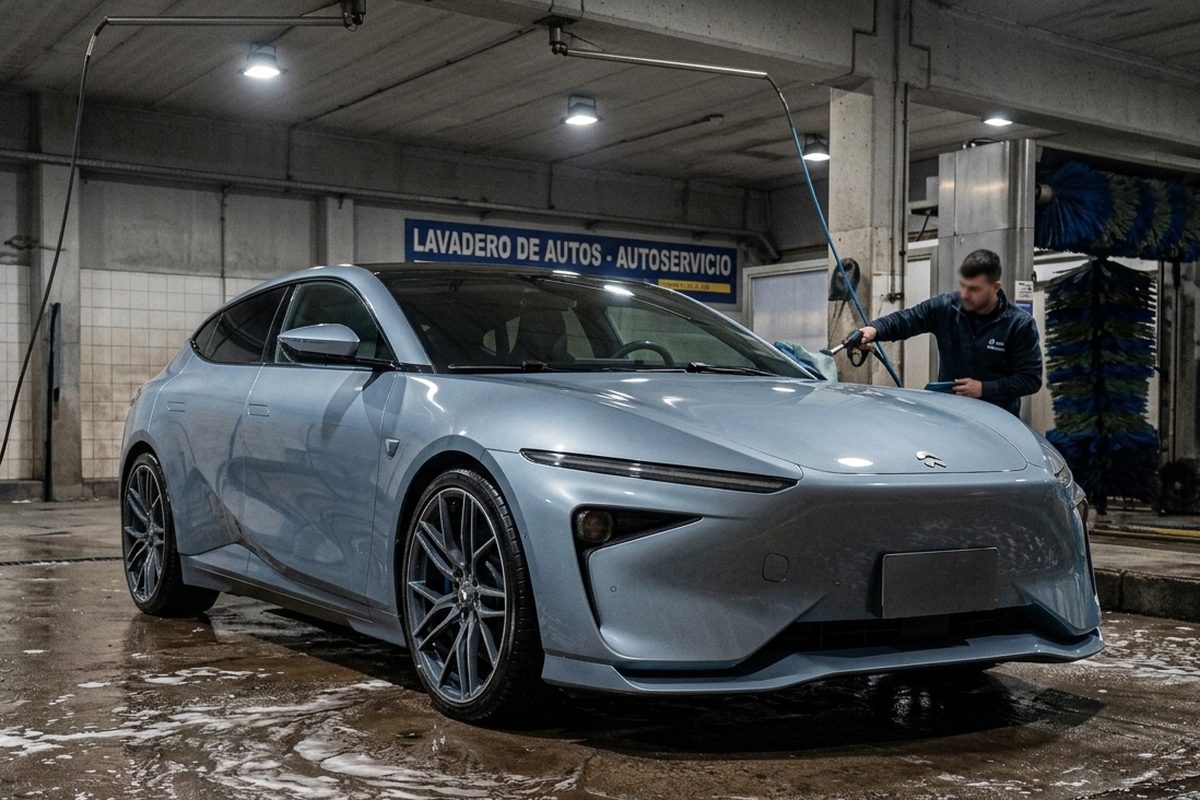 La misma berlina con la pintura limpia y brillante